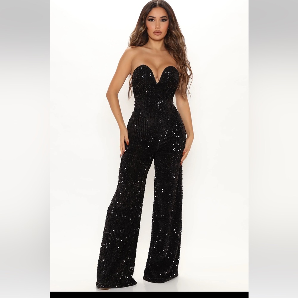 Fashion Nova black Sparkle Jumpsuit